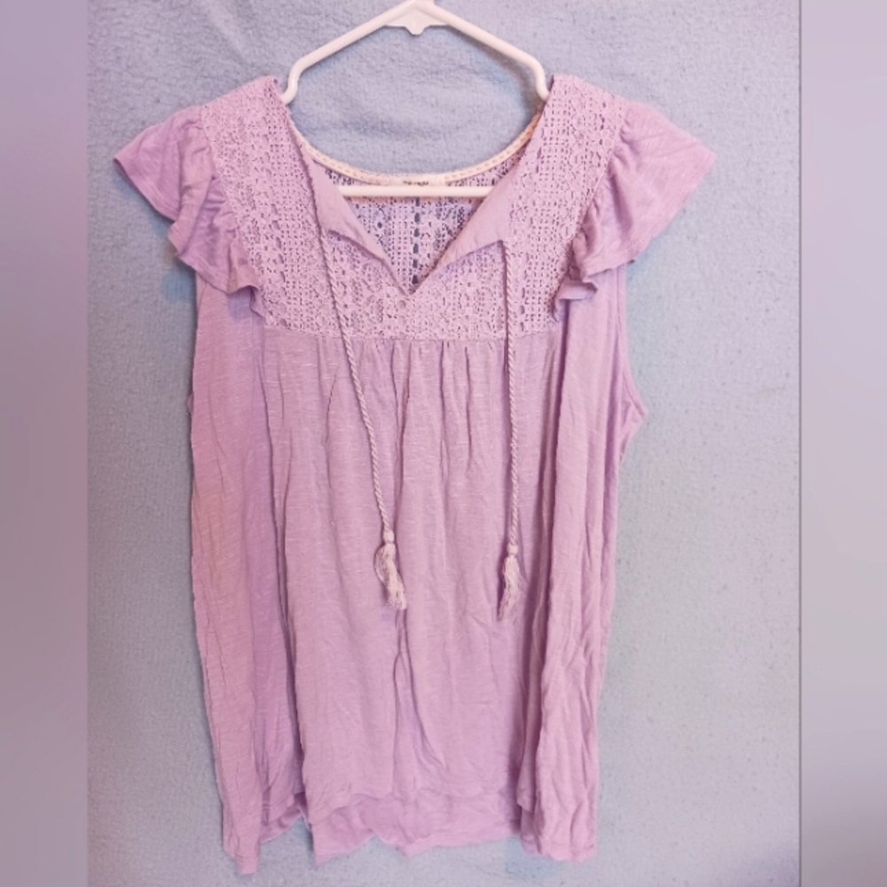 Lilac Flutter Sleeve Top